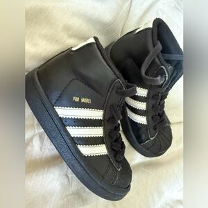 Adidas Pro Model Kids Black and White High-Top Sneakers